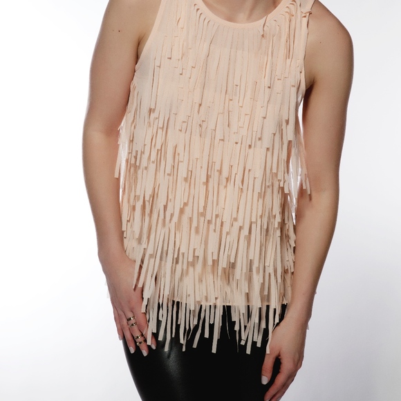 Peach Fringe Tank Top - Picture 2 of 3